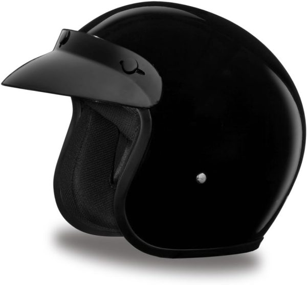 Retro 3/4 Open Face Motorcycle Helmet - Vintage Style,  Approved Helmet for Men & Women, Lightweight, Adjustable Fit, Removable Visor - Bike, Moped, , Scooter Helmet