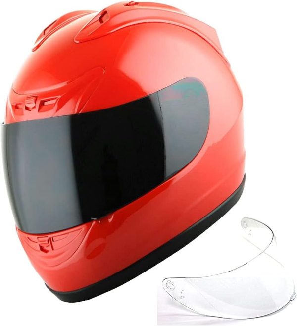 New Motorcycle Bike Full Face Helmet  Matt Black + One Extra Clear Shield: