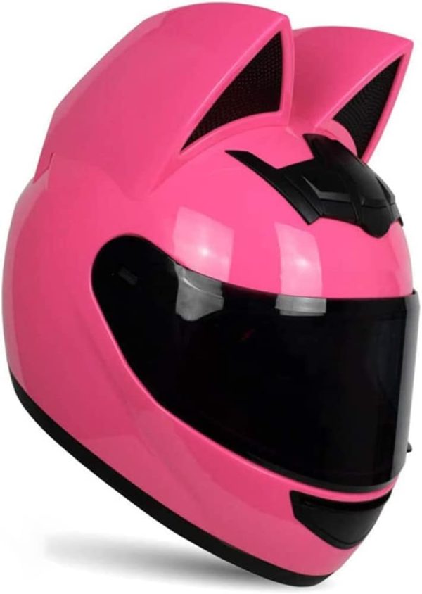 Adult Personalized Cat Ear Motorcycle Helmet,Men and Women  Motorcycle Full Face Helmet,DOT/FMVSS-218 Certification Standard,Suitable for All Seasons