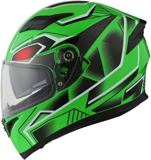 Motorcycle Street Bike Dual Visor/Sun Visor Full Face Helmet Panther Green, Size X-Large Size XL (59-60 CM,23.2/23.6 Inch) - Image 2