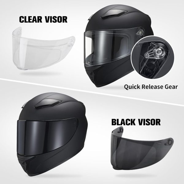 Full Face Motorcycle Helmet WS-607 DOT Approved Motorbike Racing Street Bike Helmets for Adults with Visor - Image 2