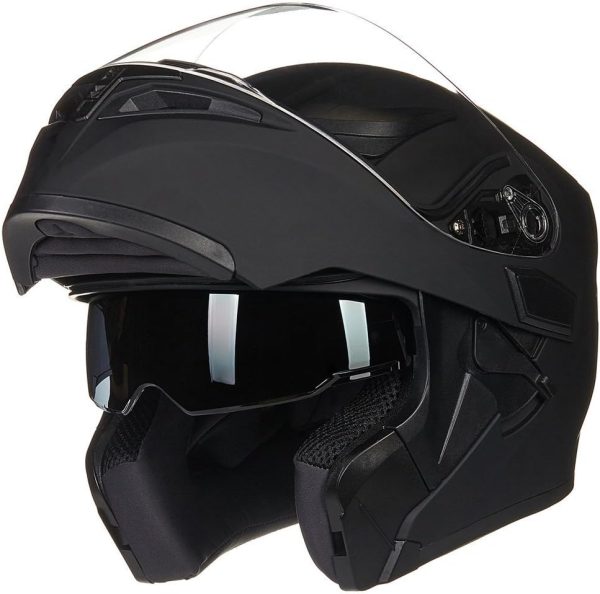 Motorcycle Dual Visor Flip up Modular Full Face Helmet DOT 6 Colors