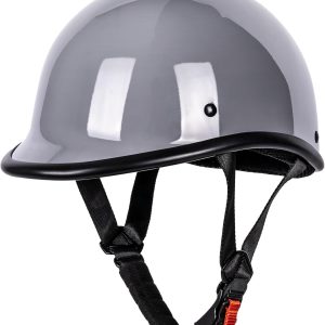 Motorcycle Helmet Half Shell  Style Compact Lightweight Open Face for Motorcycle Street Bike Cruiser Moped -  Approved (Gray,L)