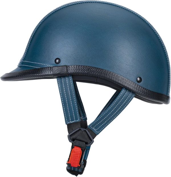 Handmade Leather Motorcycle Helmet Retro Half Face Helmet for Adults Men & Women, Lightweight Open Face 1/2 Vintage Helmets for Moped Cruiser Scooter  DOT Approved - Image 2