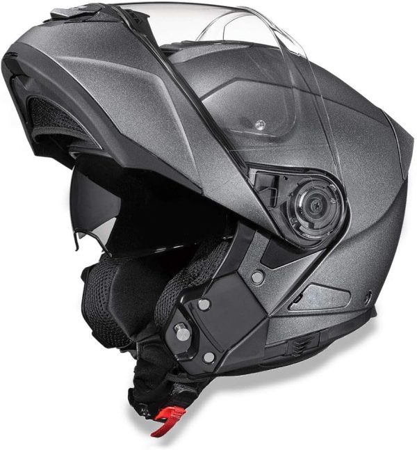 Modular Motorcycle Helmet - DOT Approved Flip Up Motorcycle Helmet - Bluetooth Ready Full Face Motorcycle Helmet with Dual Visors for Men, Women & Youth