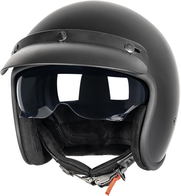 3/4 Open Face Retro Motorcycle Helmet  Helmet Vintage Helmet for  Motorbike , Moped, Cruiser, Bobber, and  - DOT Approved
