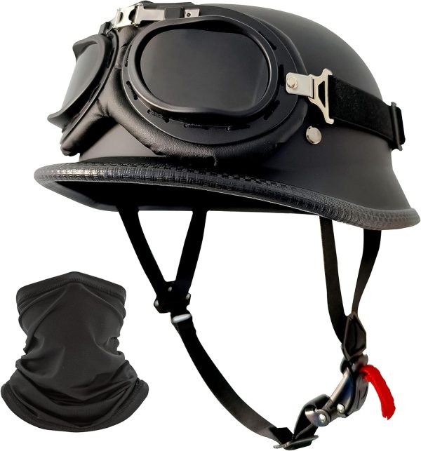 Motorcycle Helmet  Style Half Helmet Skull Cap Adult Men Women Half Shell Helmet, DOT Approved Retro Half Face Helmet for Cruiser Scooter  (M)