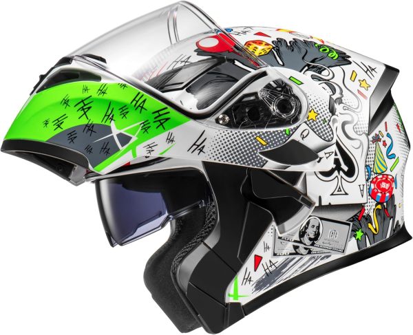 Motorcycle Dual Visor Flip up Modular Full Face Helmet with DOT Certification of Impressionism - Image 2